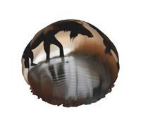MyPiky Bonnet de douche avec imprimé cerf, ours élan et élastique, réutilisable, pour cheveux longs, grand bonnet de douche imperméable, pour femmes, hommes, enfants