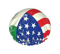 MyPiky Bonnet de douche avec imprimé drapeau mexicain américain, élastique et réutilisable pour cheveux longs, grand bonnet de douche imperméable, pour femmes, hommes, enfants