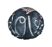 MyPiky Bonnet de douche avec inscription « I Love You Words with Hearts », élastique et réutilisable pour cheveux longs, grand bonnet de douche imperméable, pour femmes, hommes, enfants