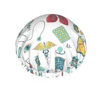 MyPiky Bonnet de douche imprimé abstraction biologie chimie 4, élastique et réutilisable pour cheveux longs, grand bonnet de douche imperméable, pour femmes, hommes, enfants