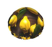 MyPiky Bonnet de douche imprimé citrons tropicaux frais, élastique et réutilisable pour cheveux longs, grand bonnet de douche imperméable, pour femmes, hommes, enfants