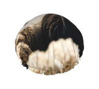 MyPiky Bonnet de douche imprimé moutons et agneaux, élastique et réutilisable pour cheveux longs, grand bonnet de douche imperméable, pour femmes, hommes, enfants