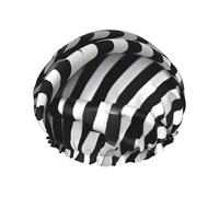 MyPiky Bonnet de douche imprimé zèbre, élastique et réutilisable pour cheveux longs, grand bonnet de douche imperméable, pour femmes, hommes, enfants