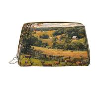 MyPiky Ferme avec imprimé cerf, sac de maquillage en cuir petit pour sac à main, pochette cosmétique, pochette de toilette pour femme voyage, Ferme avec cerf1, One Size, Ferme avec cerf1, One Size