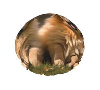 MyPiky Golden Retriever Bonnet de douche avec imprimé chiens chiots animaux de compagnie, élastique et réutilisable pour cheveux longs, grand bonnet de douche imperméable, pour femmes, hommes, enfants