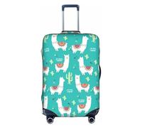 MyPiky Housse de bagage avec imprimé lama blanc et cactus - Housse élastique de voyage en élasthanne - Convient aux bagages de 45,7 à 71,1 cm, Blanc, Large