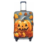 MyPiky Housse de protection pour valise de voyage avec imprimé citrouille et feuilles d'automne pour enfants et adultes de 45,7 à 81,3 cm, BLANC, Small