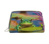 MyPiky Jolie trousse de maquillage en cuir imprimé grenouille pour femme, pochette de maquillage pour sac à main, Grenouille mignonne 1, One Size