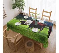 Mypiky Nappe rectangulaire marron avec véritable vache suisse pour tables rectangulaires, 137 x 183 cm, pour cuisine, salle à manger, fête, vacances, Noël