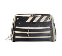 MyPiky Sac à maquillage en cuir avec imprimé noir classique pour sac à main, pochette cosmétique, pochette de toilette pour femme, Classic Movie Clapboard Noir, One Size