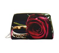 MyPiky Sacs à cosmétiques en cuir avec imprimé rose rouge, petite trousse de maquillage pour sac à main, pochette cosmétique, pochette de toilette pour femme, Motif roses - Rouge, One Size, Motif