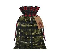 MyPiky Sacs cadeaux de Noël avec cordon de serrage et imprimé camouflage numérique militaire, sacs de Noël, sacs de rangement réutilisables