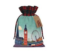 MyPiky Sacs cadeaux de Noël avec cordon de serrage et inscription « I Love London » - Réutilisables