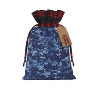 MyPiky Sacs cadeaux de Noël avec cordon de serrage et motif camouflage bleu - Réutilisables