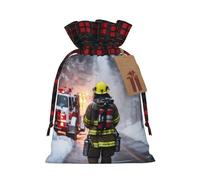 MyPiky Sacs cadeaux de Noël avec cordon de serrage et motif flammes de pompier réutilisables