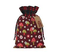 MyPiky Sacs cadeaux de Noël avec cordon de serrage, motif champignons lumineux, sacs de rangement réutilisables
