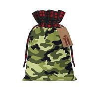 MyPiky Sacs cadeaux de Noël réutilisables avec cordon de serrage Motif camouflage Vert, Camouflage, 1 Count (Pack of 1)