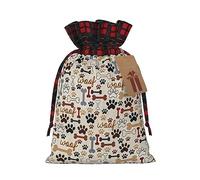 MyPiky Sacs cadeaux de Noël réutilisables avec cordon de serrage Motif os et pattes 12 x 17 cm