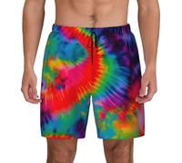 MyPiky Short de porosité à séchage rapide pour homme, imprimé tie-dye, maillot de plage, natation, surf, activités d'été, noir, Medium