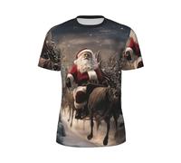 MyPiky T-shirt à manches courtes pour homme imprimé Merry Christmas respirant léger été mode gym entraînement décontracté, Noir/blanc, 6XL