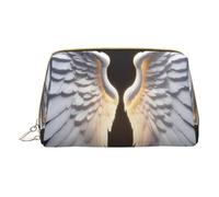 MyPiky Trousse de maquillage en cuir avec imprimé ailes d'ange - Petite trousse de maquillage pour sac à main, pochette à cosmétiques, pochette de toilette pour femme, Aile d'ange, One Size