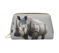 MyPiky Trousse de maquillage en cuir avec imprimé rhinocéros animaux - Petite trousse de maquillage pour sac à main, pochette à cosmétiques, pochette de toilette pour femme, Animal Rhino, One Size
