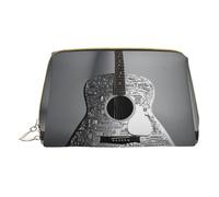 MyPiky Trousse de maquillage en cuir avec motif de guitare, petite trousse de maquillage pour sac à main, pochette cosmétique, pochette de toilette pour femme, Motif guitare, One Size