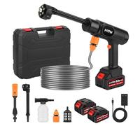 MYPIN Nettoyeur Haute Pression sans Fil, 790 PSI, 21 V, Nettoyeur Haute Pression à Batterie avec Écran LED, 2 Batteries Rechargeable, buse 6 en 1, pour Voiture, Sol, Mur, clôture, 9 Modes de Pression