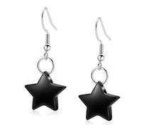 MYPOWER Boucles d'oreilles funéraires pour Cendres, pendentifs étoile en Acier Inoxydable, Urnes commémoratives, Bijoux Souvenirs pour Un être Cher, Femmes et Filles - Noir
