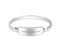MYPOWER Bracelet commémoratif pour Cendres - Acier Inoxydable 316L, jonc Personnalisable avec Gravure, Bijou Souvenir pour urne funéraire Humaine ou Animale - À jamais dans Mon cœur - 18 cm