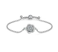 MYPOWER Bracelet urne en Forme de Fleur de Rose pour Cendres pour Femme, Bracelet réglable en Acier Inoxydable, Bijoux commémoratifs de crémation, Cadeau Souvenir funéraire - Argent
