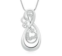 MYPOWER Collier urne funéraire pour Cendres, Pendentif Cygne en oxyde de Zirconium, Souvenir pour êtres Chers, Cadeau commémoratif pour Femmes et Hommes - Argent
