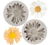 MYPRACS Fleur Silicone Fondant Moule Marguerite Fleur Moule Pour Décoration De Gâteau Cupcake Topper Bonbons Argile Polymère Chocolat Gomme Pâte Ensemble De 2