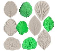 MYPRACS Gumpaste Feuille Silicone Veinage Moule Fondant Feuille Veinage Moules Gomme Pâte Feuilles Moule Pour Feuille De Sucre Décoration De Gâteau Cupcake Topper Argile Chocolat Gomme Ensemble De 6