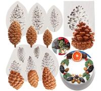 MYPRACS Lot de 3 moules à chocolat en forme de pommes de pin en silicone pour décoration de gâteaux, cupcakes, travaux manuels, pâte à sucre, argile polymère