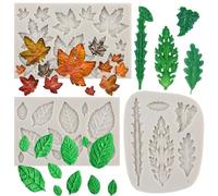 MYPRACS Lot De 3 Moules En Silicone En Forme De Feuille D'érable Pour Fondant Feuilles De Fougère Feuilles De Rose Décoration De Gâteaux Cupcakes Sucre Pâte à Gomme Bonbons Chocolat Lot De 3