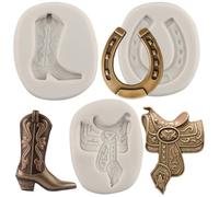 MYPRACS Lot De 3 Moules En Silicone Pour Selle De Cheval Sabot De Fer À Cheval Botte De Fer À Cheval Moule À Fondant Pour Bonbons Pâte À Gomme Artisanat En Sucre Argile Polymère Décoration De Gâteau