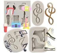 MYPRACS Lot de 4 moules en silicone en forme de notes de musique pour décoration de gâteaux, décoration de gâteaux, bonbons, argile polymère, chocolat, pâte à sucre