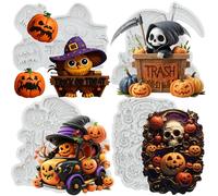 MYPRACS Lot de 4 moules en silicone pour décoration de gâteaux Halloween en forme de citrouille