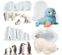 MYPRACS Lot de 4 moules en silicone pour fondant en forme d'ours polaire et | Moule à chocolat en forme d'animal polaire arctique pour décoration de gâteau de Noël ou fête d'hiver