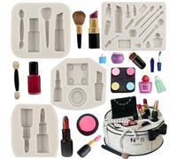 MYPRACS Lot De 4 Moules En Silicone Pour Rouge À Lèvres Parfum Brosse À Cils Vernis À Ongles Fondant Décoration De Gâteaux Cupcakes Bonbons Chocolat Pâte À Gomme Argile Polymère