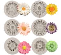 MYPRACS Lot De 6 Moules En Silicone En Forme De Fleur De Chrysanthème Marguerite Fleur Fondant Chocolat Bonbons Pour Décoration De Gâteaux Cupcakes Argile Polymère Pâte A Gomme Lot De 6