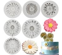 MYPRACS Lot De 6 Moules En Silicone En Forme De Fleur De Chrysanthème Pour Fondant Gâteau Chocolat Bonbons Décoration De Gâteaux Cupcakes Pâte À Gomme Argile Polymère