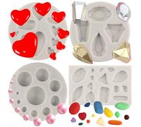 MYPRACS Mini Gems Lot de 4 moules en silicone avec broche en forme de perle et diamant pour décoration de gâteau ou pâte à sucre