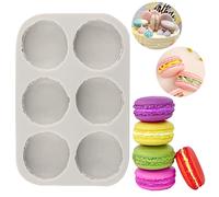 MYPRACS Moules à Fondant En Silicone 6 cavités Macarons 3D Hamburger Pour Décoration De Gâteaux Chocolat Bonbons Mini Savon Bombe De Bain Ensemble De 1
