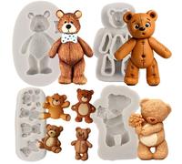 MYPRACS Moules À Fondant En Silicone Ours En Peluche Chocolat Bonbons Pâte De Gomme Artisanat Argile Polymère Décoration De Gâteaux Ensemble De 4