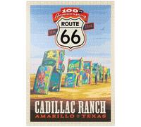 MyPuzzle 100e Anniversaire De La Route 66 - Cadillac Ranch, Amarillo Texas Sunset - Premium 1000 Pièces Puzzle - Collection spéciale MyPuzzle de Anderson Design Group