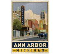 MyPuzzle American College Towns: Ann Arbor, Michigan, Poster vintage - Puzzle de 300 pièces de qualité supérieure pour adultes