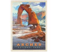 MyPuzzle Arches National Park: Snowy Delicate Arch, Vintage Poster - Premium 1000 Pièces Puzzle - Collection spéciale MyPuzzle de Anderson Design Group