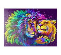 MyPuzzle Artistique, Lion Néon Enlaçant Une Lionne dans Le Style Pop Art - Premium 100 Pièces Puzzle - Collection spéciale MyPuzzle de Puzzle Galaxy